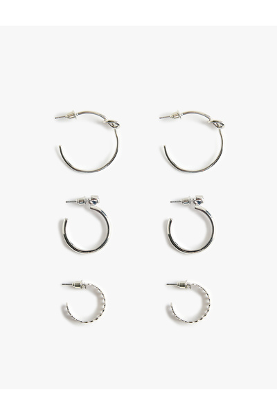 Koton Stone Detailed 3-Piece Hoop Earring Set