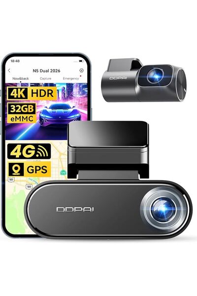 DDPAI Dash Cam Car 4K Front and Back, 2160P+1080P Dashcam Car Camera HDR Buil...