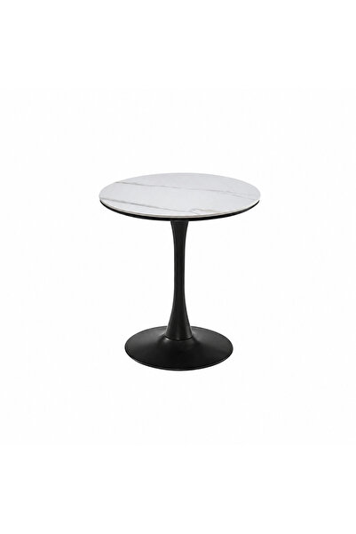 PRIME STYLE طاولة مقهى دائرية مقاس 80 × 80 سم باللون الأبيض