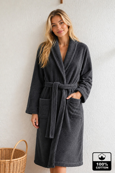 MixCotton Home Luxury 100% Cotton Women'S/Unisex Bathrobe with Pockets, Soft ...