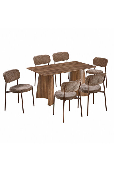 PRIME STYLE Wooden Dining Table Set 6 Chairs