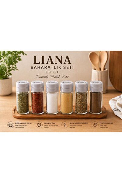Madame Coco Adenya Sepeti Liana Baharatlık 6'lı Baharatlık Seti-244ml-Soft Gri