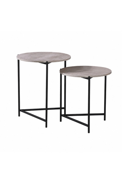 PRIME STYLE طقم طاولات خدمة خشبية 1+1 بيج فاتح