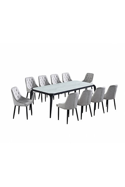PRIME STYLE Marble dining table with 10 chairs
