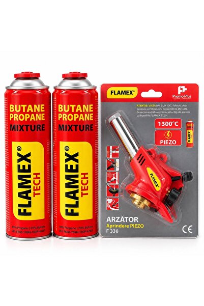 Flamex Set of 2 cylinders 330 gr + burner head F330 1300 degrees
