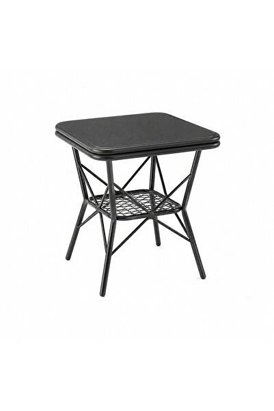 PRIME STYLE طاولة مقهى مربعة مقاس 60 × 60 سم باللون الأسود والرمادي