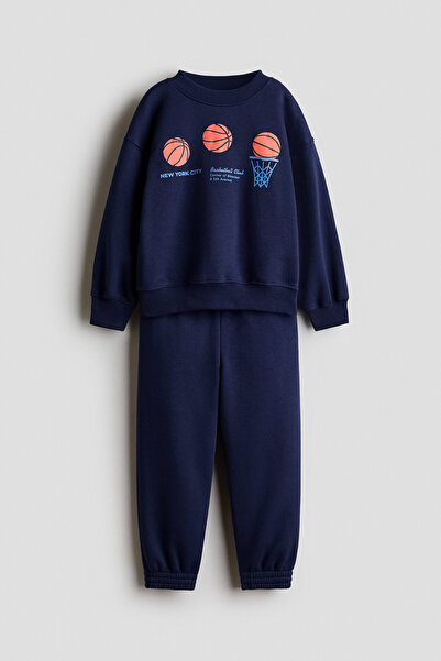 H&M 2 Parçalı Baskılı Sweatshirt Set