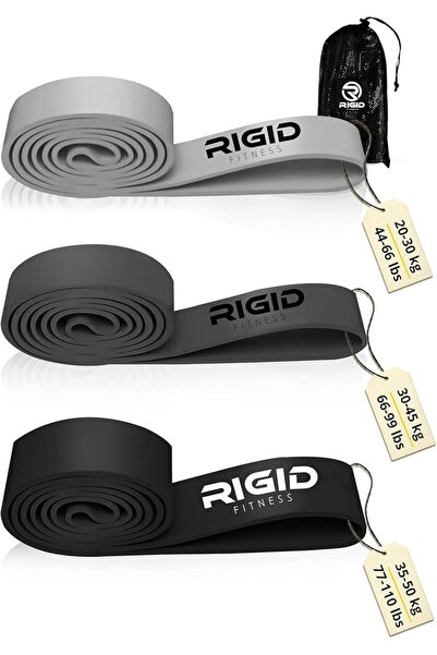RIGID FITNESS مجموعة أحزمة مقاومة - أحزمة مطاطية عالية الجودة، مجموعة من 3 حب...