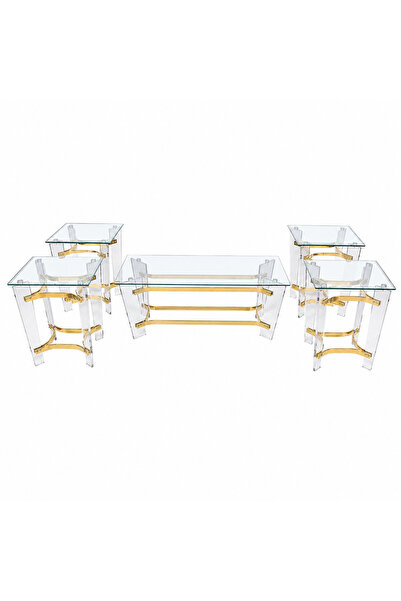 PRIME STYLE Rectangular Glass Acrylic Set 4+1 Gold