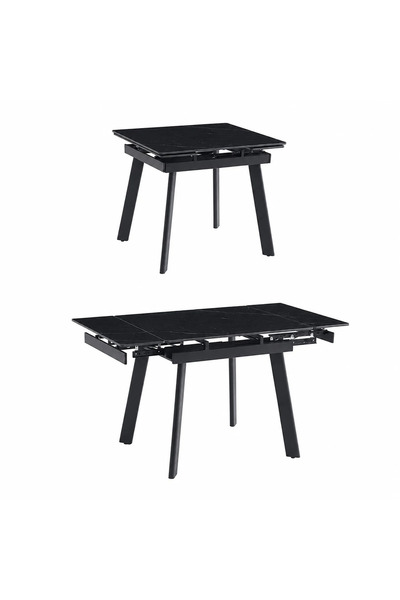 PRIME STYLE Extendable Dining Table 80 + 25 + 25 X 80 cm Black