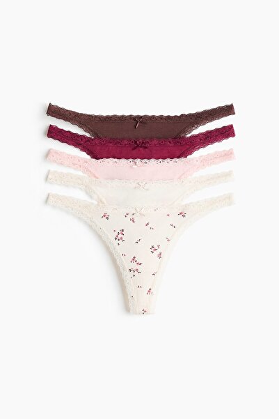H&M 5'li Pamuklu Tanga Thong Külot