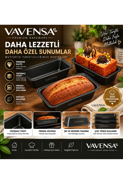 VAVENSA Baton Kek Kalıbı Dikdörtgen Kek Ekmek ve Pasta Pişirme Fırın Kalıb