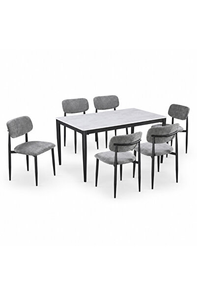 PRIME STYLE 6 Seater Marble Dining Table Set