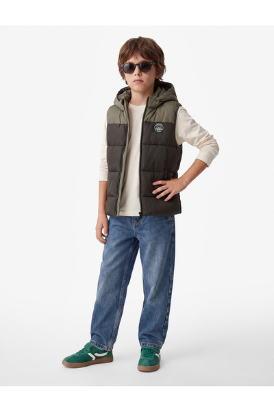 Koton Color Blocked Zippered Sleeveless Inflatable Vest with Pockets