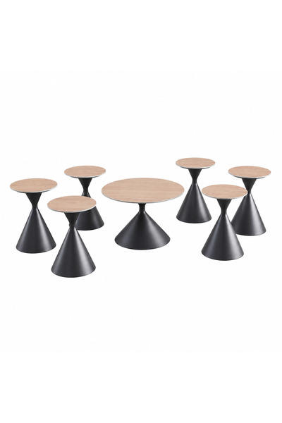 PRIME STYLE Round Ceramic Tea Set 1+6 Light Brown