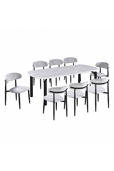 PRIME STYLE Marble dining table with 8 chairs