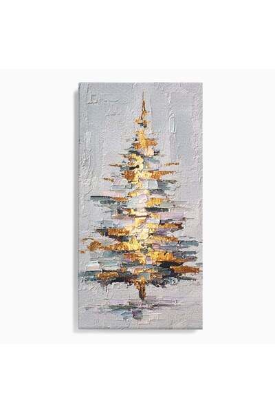 Luxcanva Tablou Canvas Brad Abstract Aurit 70x140 cm pe Sasiu Lemn Decor Abst...
