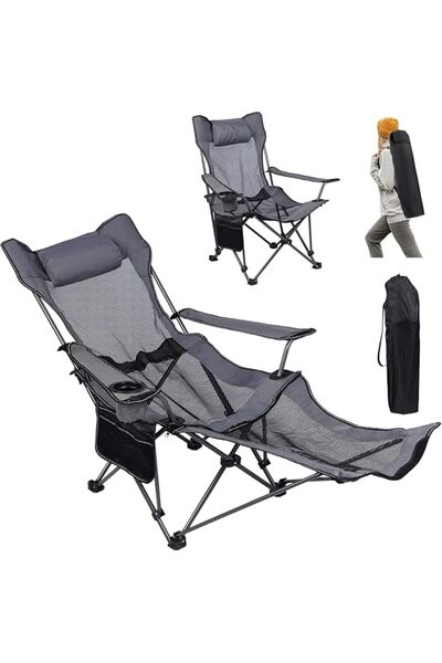 PYEBE Camping Folding Chair with Foot Rest, Collapsible Camp Chair with Cup H...