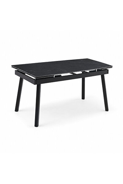 PRIME STYLE Extendable Dining Table 120 + 30 X 85 cm Black and Matt Gold