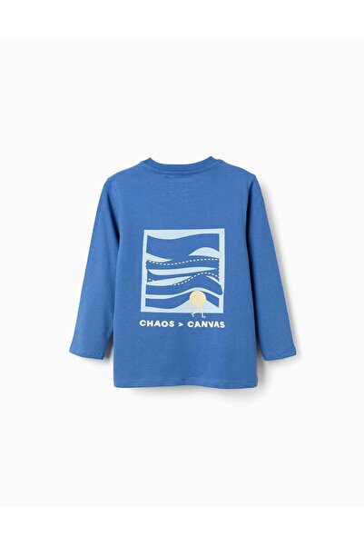 Ziddy Long Sleeve Cotton T-Shirt With Making Art Print For Boys, Blue