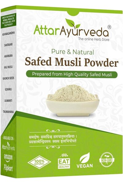 ATTAR AYURVEDA Safed Musli Powder (100 grams) for Stamina and Energy | 100% P...