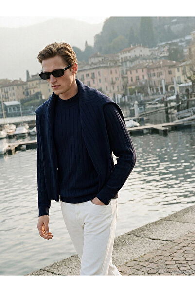 LC Waikiki Nevavm with Difference Southblue Navy Blue Knitwear Flat Fisherman...