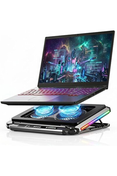 ANGJU Anjuo Gaming Laptop Cooling Pad Rgb Laptop Cooler Cooling Fan Stand for...