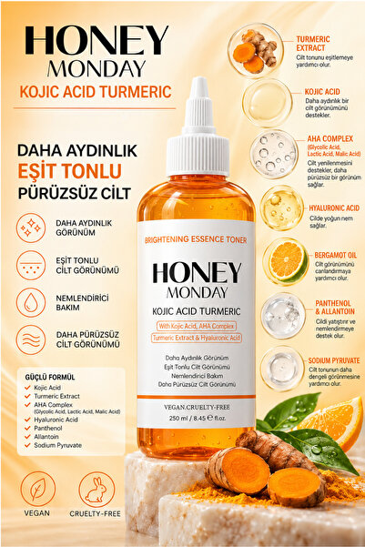 HONEY MONDAY Kojik Asit Tonik | Siyah Nokta Batık Karşıtı Aydınlık Eşit Tonlu...