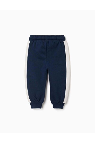 Ziddy Brushed Joggers With Mickey Print For Babies And Boys, Navy Blue/White