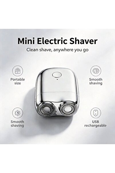 Anchora Mini Electric Shaver for Men, Portable Double Blade Razor, Type-C Rec...