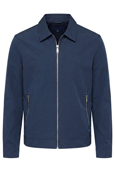 OMBRE Men's Light Bomber Jacket, Regular Fit, Classic Collar C580 Ναυτικό μπλε
