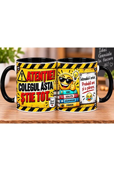 hiperborea Cană Amuzantă – „Atenție! Colegul ăsta știe tot”
