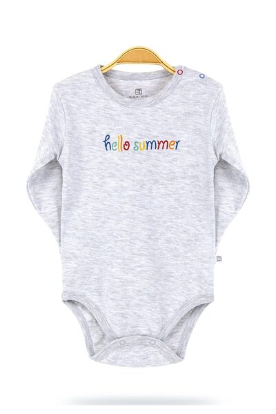 Bibaby Κορμάκι βρεφικό μακρυμάνικο Hello Summer - Γκρι
