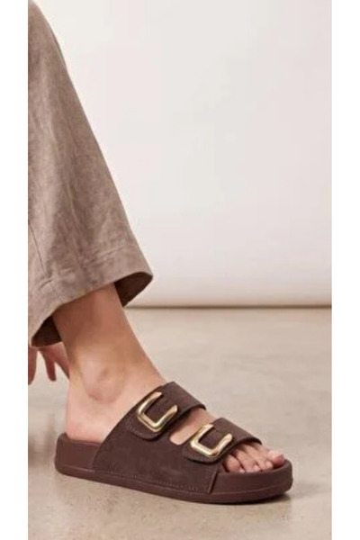 ELİS 2703 Buckle Double Strap Buckle Slippers