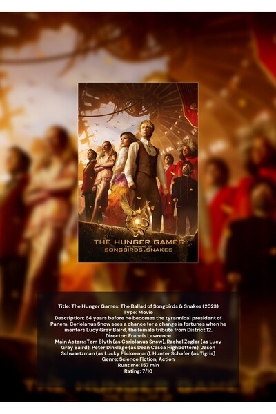 OEM Poster Infografic The Hunger Games: Balada Șerpilor și a Păsărilor Cântăt...