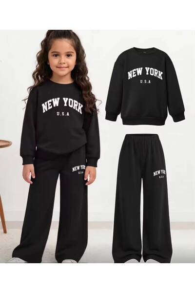 MORNİNG KİDS Κοριτσίστικο μαύρο φούτερ με λαιμόκοψη ποδηλάτου και στάμπα NEW ...