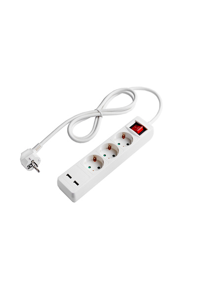 OEM Πολύπριζο 3 θέσεων και 2xUSB με διακόπτη, Καλώδιο 1.5 μ.