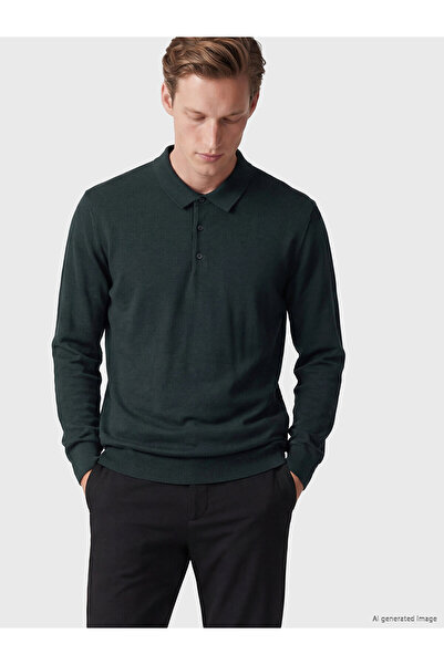 LC Waikiki Southblue Green Polo Neck Men's Knitwear Sweater