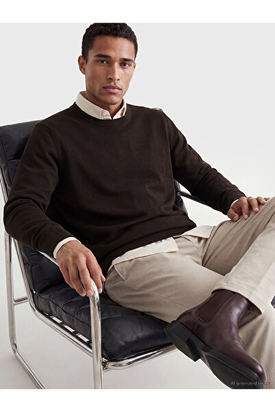 LC Waikiki Lcw Vision Brown Crew Neck Men's Knitwear Sweater