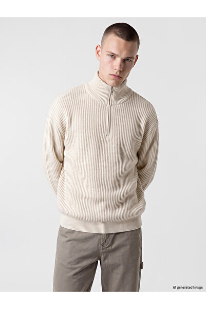 LC Waikiki Xside Beige Stand Collar Men's Knitwear Sweater
