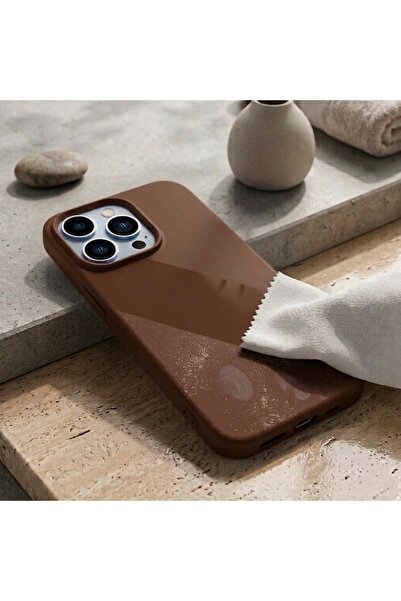 Apple iPhone 16 Pro Max Uyumlu İçi Süet Lansman Kılıf Kahverengi