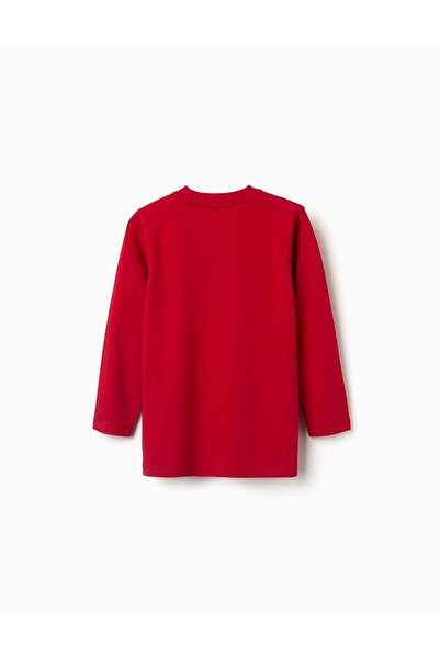 Ziddy Long Sleeve Cotton T-Shirt With Zy Print For Boys, Red