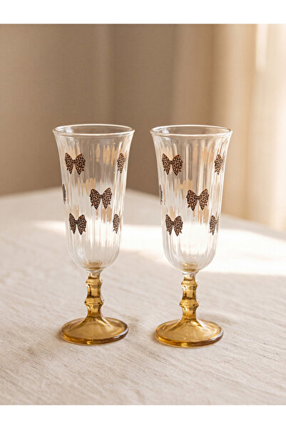 LC Waikiki Rmz Gi̇yi̇m Farkiyla Bowknot Embroidered Footed Cup Set of 2 120 ml