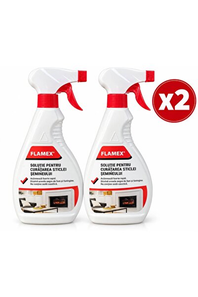 Flamex 2x 500 ml διάλυμα καθαρισμού για τζάμια τζακιού