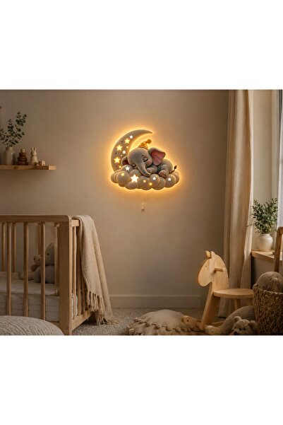 Baskılar Çocuk Bebek Odası LED Gece Lambası MDF Duvar Lambası Pilli İpli Aç K...