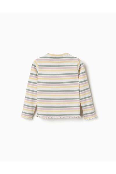 Ziddy Long Sleeve Ribbed T-Shirt With Stripes For Girls, Multicolour