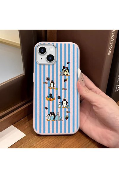 ucuc iPhone 13/14 Uyumlu Pembe Deri Dokulu Silikon Kamerayı Korur Şok Emici P...