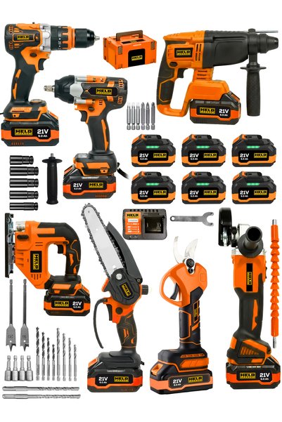 held power 21V 5.0 Ah Fırçasız Motorlu 7'li Profesyonel Akülü Makine Seti (Ço...