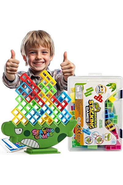GENERAL 48-Pcs Dinosaur Balance Tower Stacking Game – Portable Carry Box, Fun...
