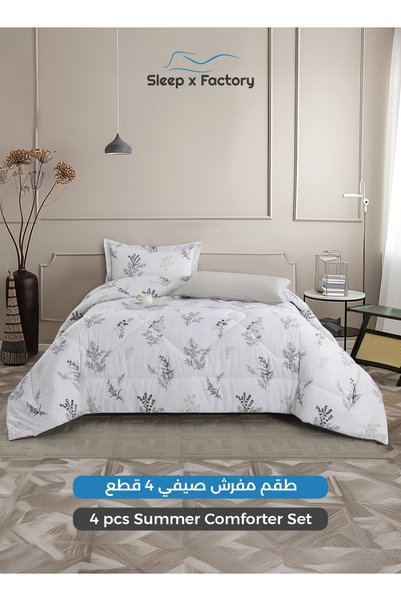 Sleep x Factory 4-Piece Reversible Double Sided Microfiber Comforter Set 140x...